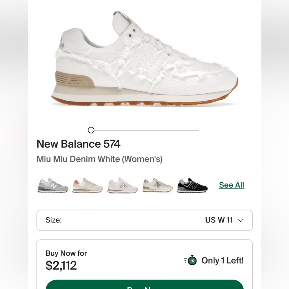 New Balance 574 White Denim Sneakers